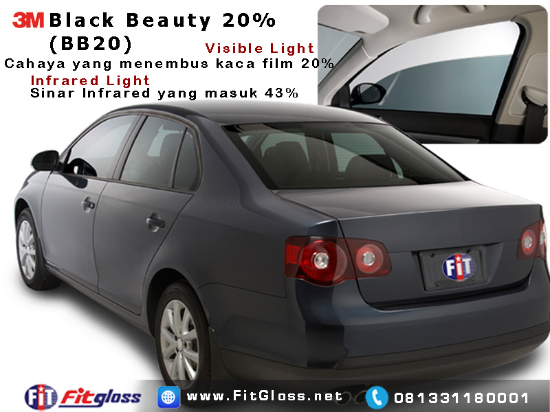 Contoh Mobil Dipasang Kaca Film 3M Black Beauty 20% BB20