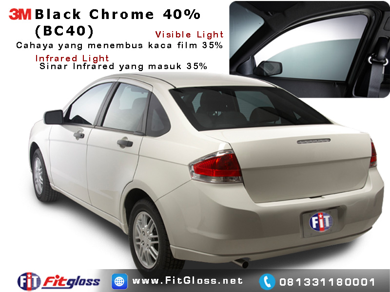 Contoh Mobil Dipasang Kaca Film 3M Black Chrome 40%