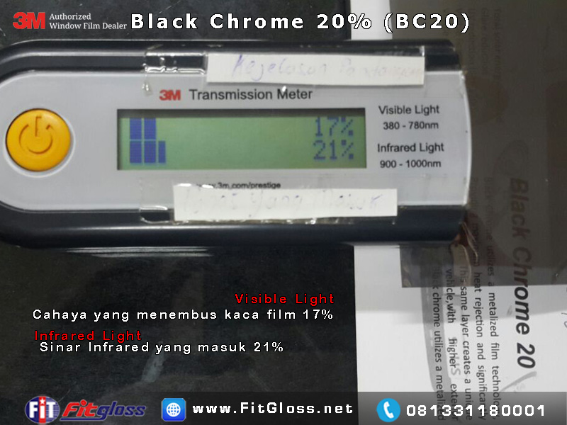 Keunggulan Kaca Film 3M Black Chrome 20% setelah di Tes